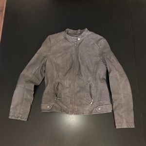 Lock & Love gray faux leather moto jacket medium